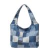 Large Checkered Canvas Tote Bag With Retro White Brown And Plaid Pink Design Street Style Chic