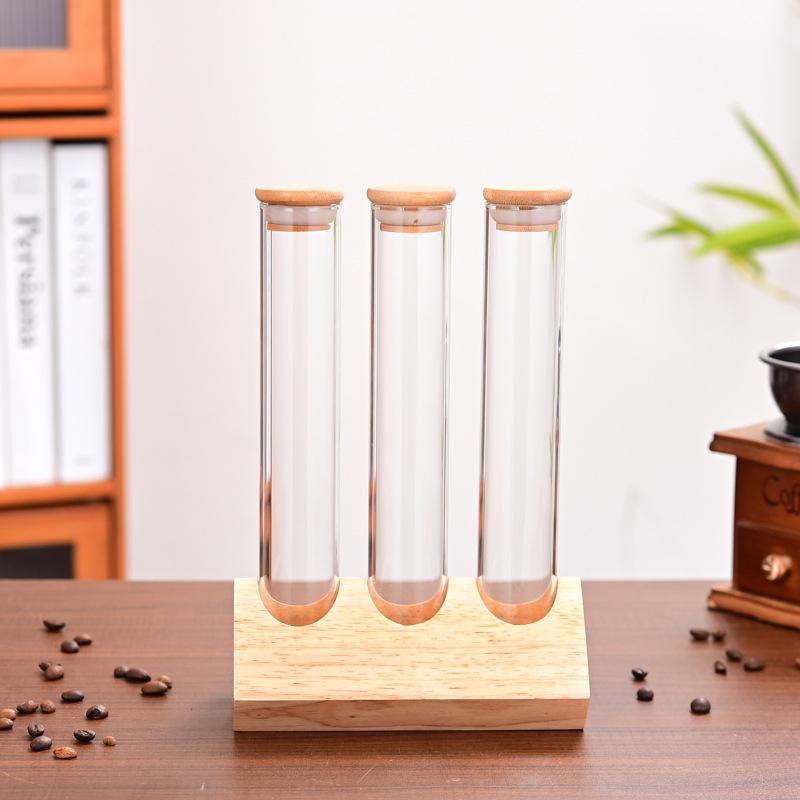 Glass test tube display, tea storage, transparent sealed jar, coffee beans, milk tea shop, restaurant bar supplies, sealed bottle