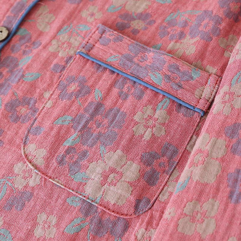 Women's Retro Jacquard Cotton Pajama Set – Spring/Autumn Long Sleeve Casual Homewear