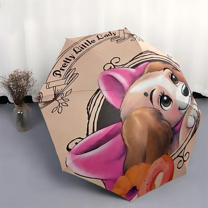 Pretty Little Lady, Lady and the Tramp Themed Automatic Opening and Closing Umbrella, Brightly Colored 8-rib Portable Umbrella, Suitable for Men and W