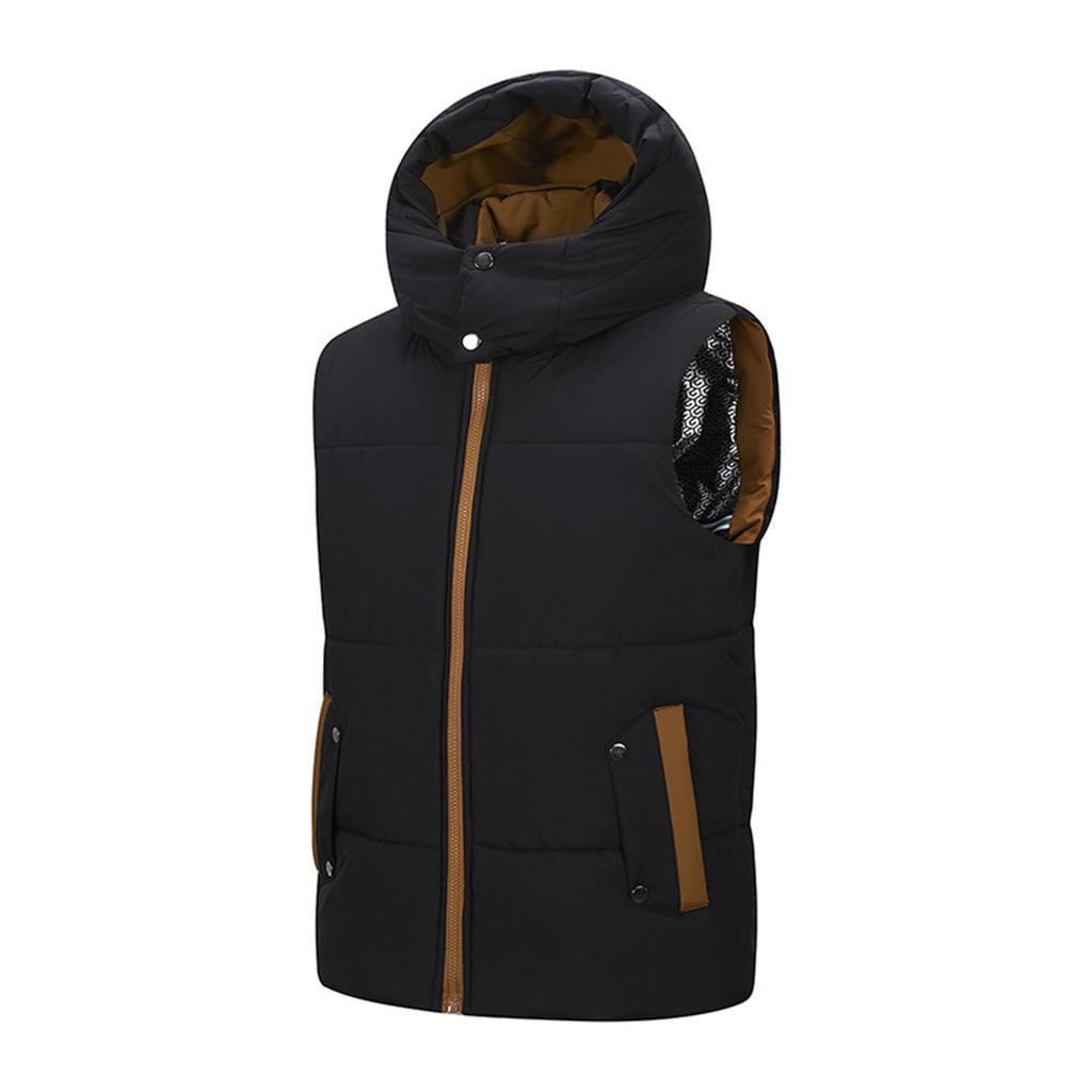 Men's Outdoor Casual Hooded Waterproof Vest, Loose Waistcoat With Cotton And Thick Warm Jacket
