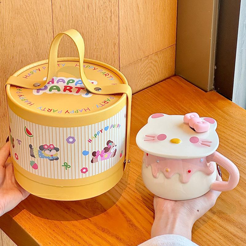 Dárková sada k narozeninám roztomilý dívčí hrnek s kočkou a srdíčkem keramický pro dívku dárek k narozeninám prémiový smysl dárková krabička