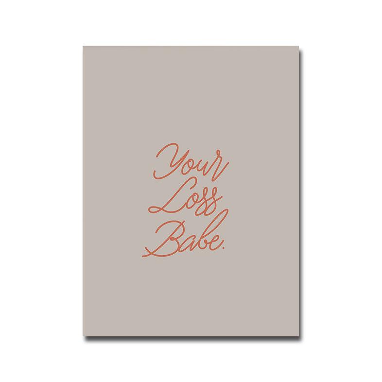 

YOUR LOSS BABE Boho Femme плакат Цитата Scandi Art Print J ADORE Холст Картина Современная эффектная настенная картина Спальня Домашний декор 21x30cm No Framed