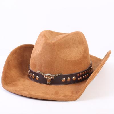 Beliebter europäischer und amerikanischer klassischer Wildleder Western Cowboyhut, Mode für Damen und Herren, großer Schirmhut Sonnenschutz