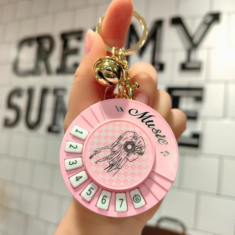 Mini Guitar Keychain with DJ Scratch Sound - Fun Musical Schoolbag Toy for Kids