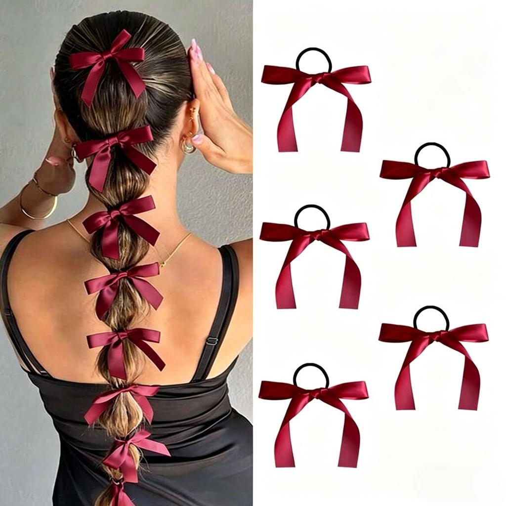 5-10Pcs Women's Style, Fashionable and Cute, Black Bow Hair Tie, Suitable for Daily Use, Recommended Gift Hair Accessories