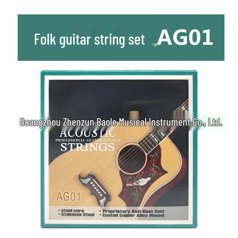 AG01 Acoustic & EG01 Electric Guitar String Sets - Steel Wire, Wooden & Accessories (Set of 6)