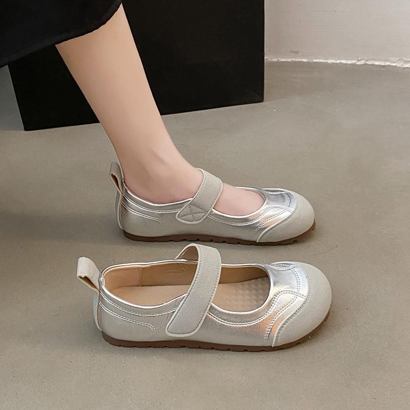 Mary Jane Flat Shoes For Women Summer Pu Slipon Ballet Flat With Padded Sole