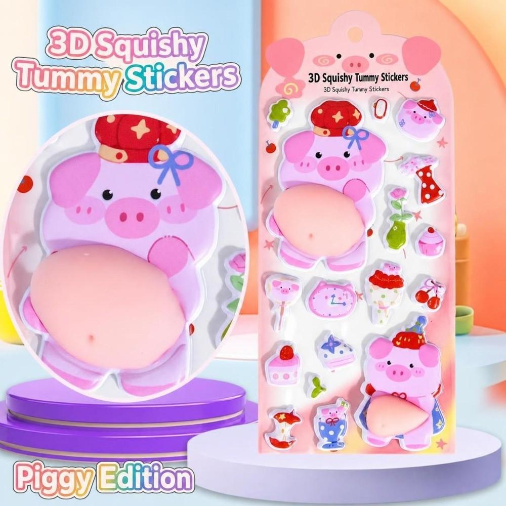Silicone Foam Animal Belly Squishy Stickers 3D DIY Scrapbook Decor Stress Relief Decals for Kids