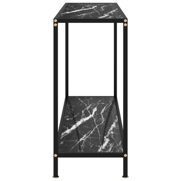 Table Console - VIDAXL - 120x35x75 cm - Verre Trempé - Acier Revêtu - Noir Moderne
