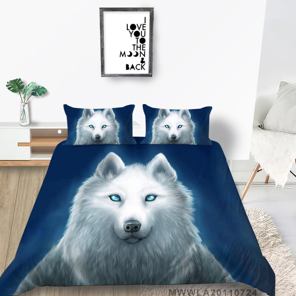 3D Wolf Theme Bedding Set with Wolf Print Quilt Cover Pillow Case 2 or 3 Pieces AU240 * 270 Extra Large Home Decoration