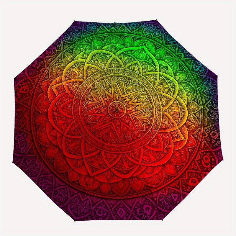 Vibrant Mandala Artwork: Colorful Circular Design for Home DecorUmbrella with Cute Design, Portable 3-Fold Compact Umbrella for Men & Women, Valentine