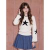 CHOCOOLATE Women's Star-Patterned Crew Neck Knit Sweater
