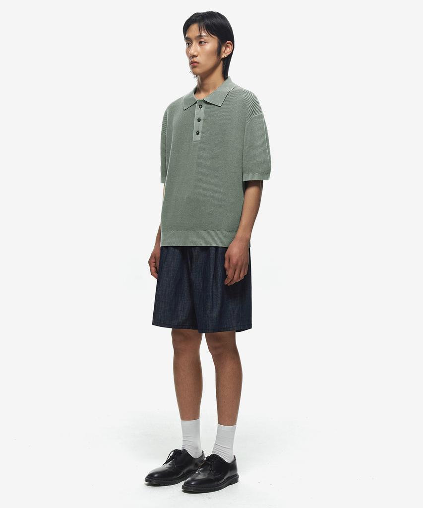 Sekeonmonollogeu Washed Hachi Polo Half Knit [Mint]_Sekt022Mint