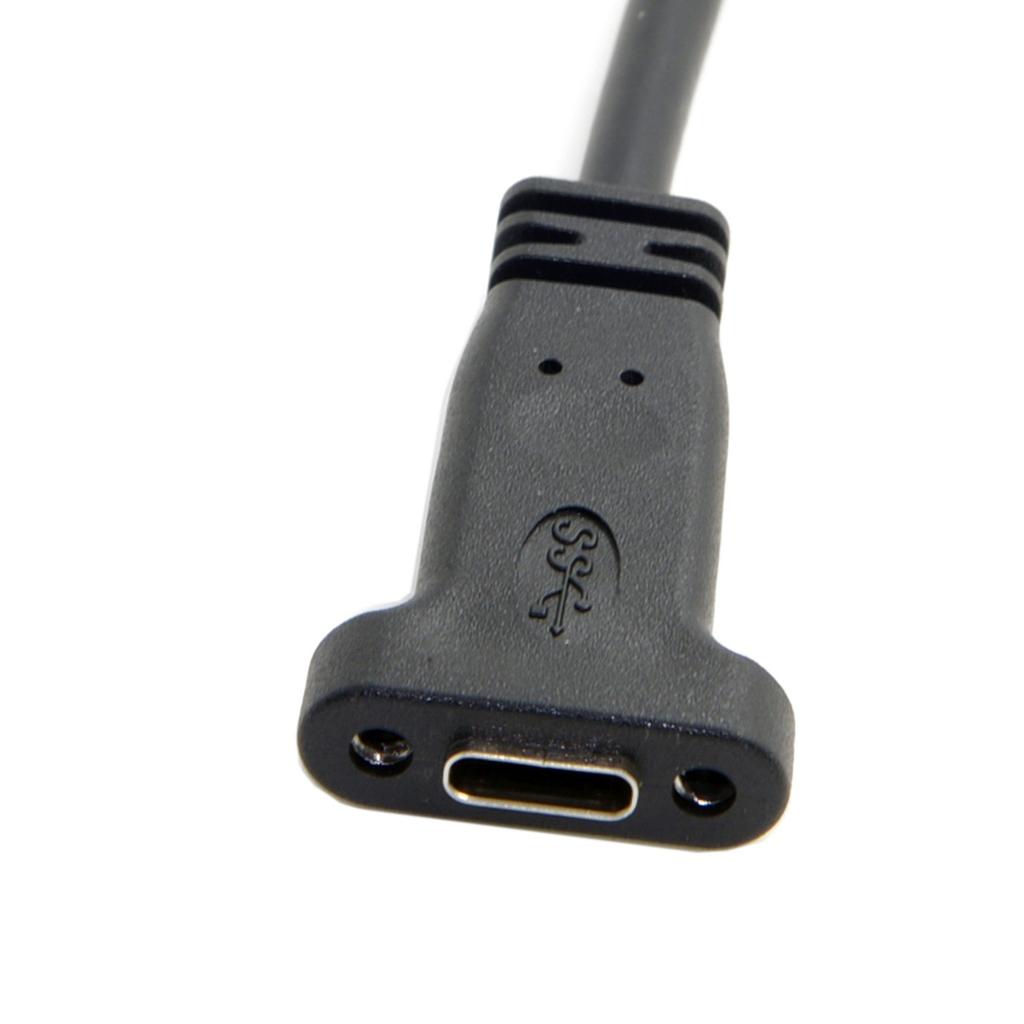 USB-C USB 3.1 Type C Male to Female Extension Data Cable with Panel Mount Screw Hole