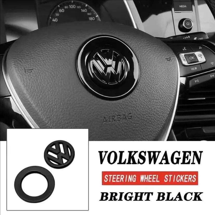 KUDFZ1 Car ABS Steering Wheel Emblem Trim Sticker Badge For VW GTI Golf Polo 6 7 Passat CC Tiguan T-ROC Jetta MK6 Taigo Arteon Hub Cap