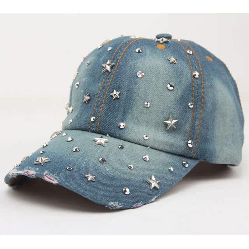 

Fashion Women Baseball Cap Bling Stars Rhinestone Denim Cap D One size