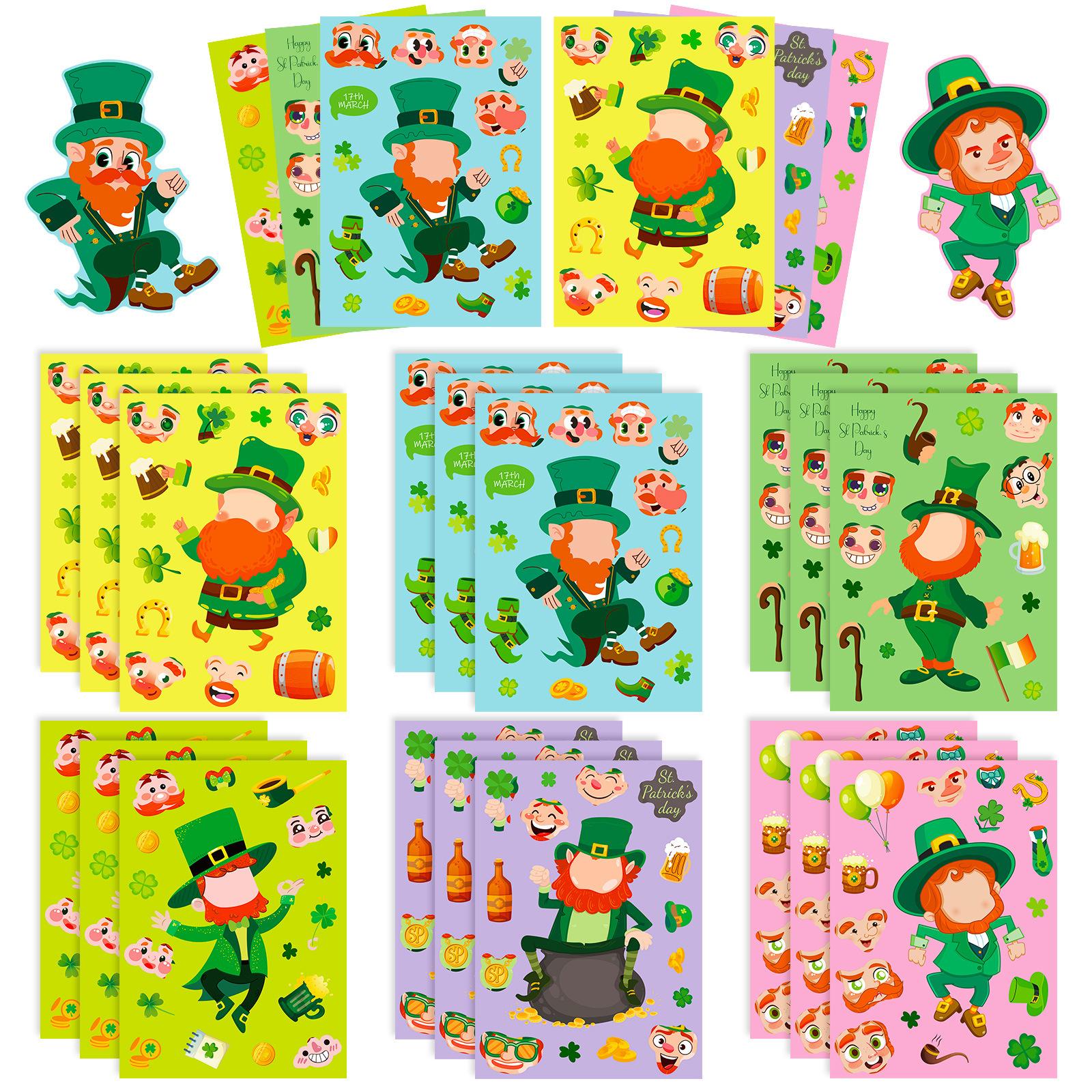 

6 Sheets Per Pack Self-Created St. Patrick S Day Self-Diy Cute Wind Parent-Child Interaction Baby Puzzle Change