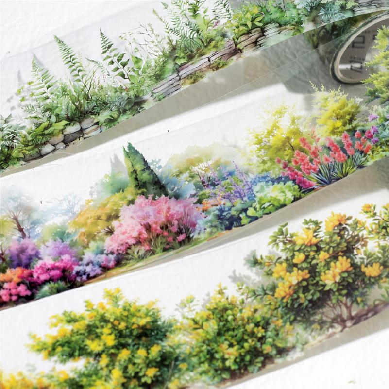 PET Tape Mountain Wild Flower Realm Series Flower Stone Landscape Outdoor Hand Account Collage Material DIY Decoration Card Gift