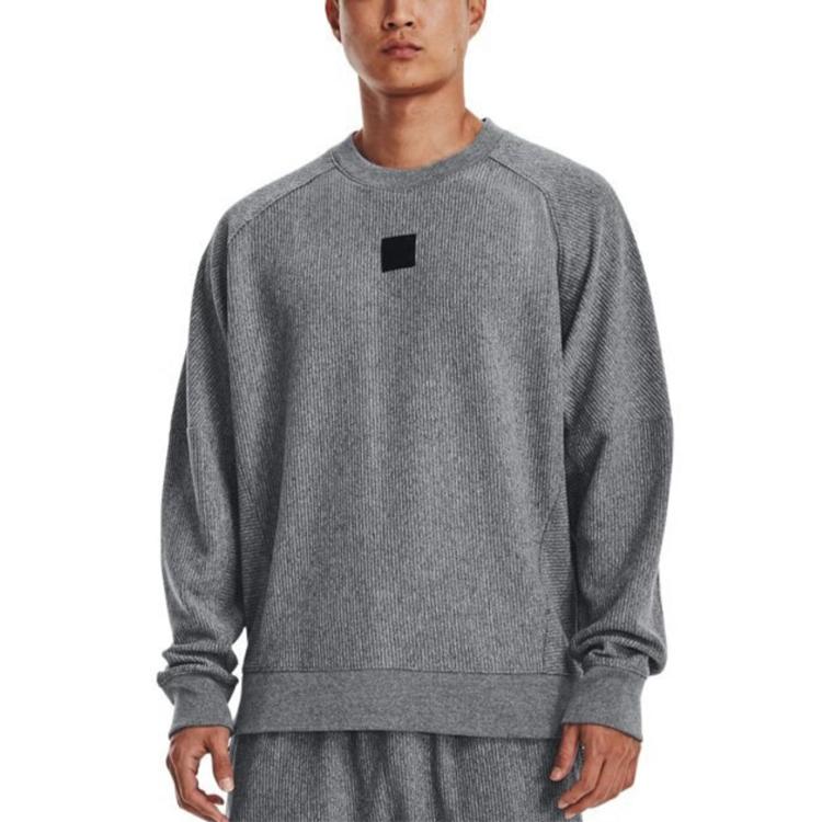 Under Armour Solid Color Logo Sports Casual Crew Neck Sweatshirt Men sweatshirt Gray 1373877-001