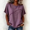 Women Loose Fit Short Sleeve Round Neck T-shirt with Distressed Raw Edge Seam Multi Colors