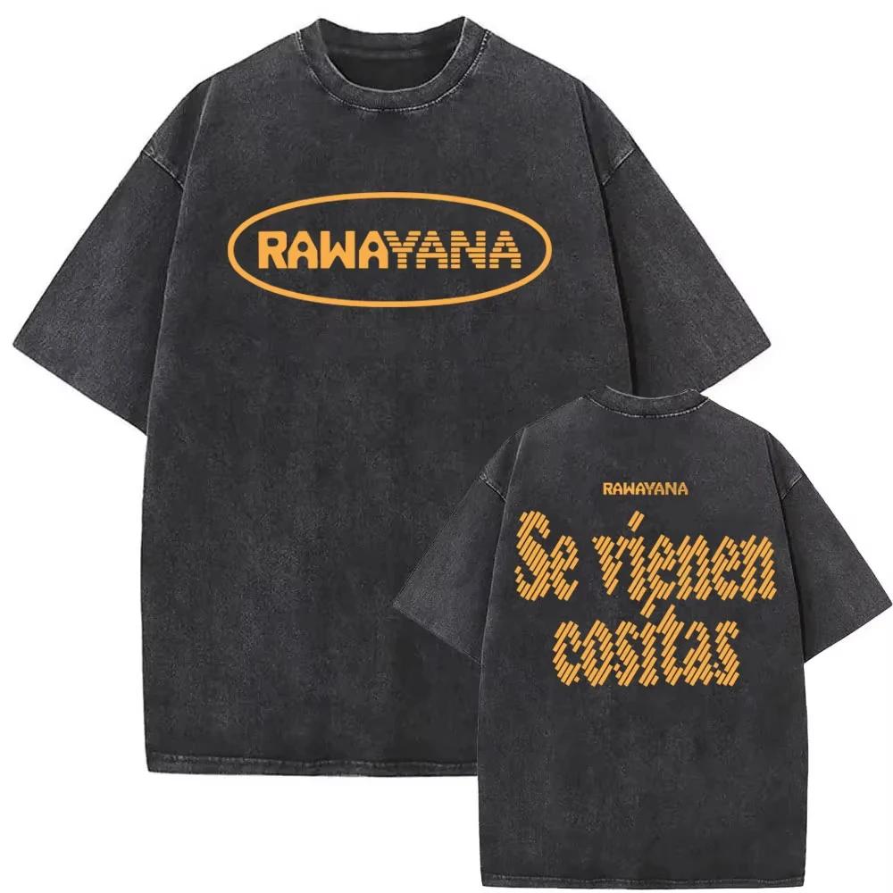 Rawayana ¿Donde Es El After_ Album Tour Vintage Washed T Shirts Men Clothes Hip Hop High Street T Shirts Oversized Loose T-shirt