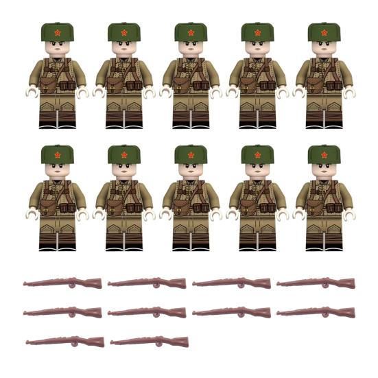 Yousheng 10 Pcs 1.7" Mini WWII Soldiers Figures Model Set Military Building Block Toys with Weapons Gift for Christmas Stockings Birthday Easter