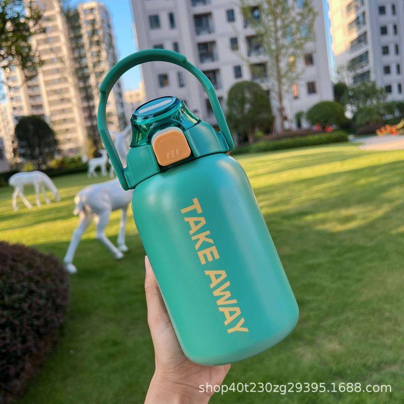 Large-Capacity Thermos Cup for Men and Women, Creative Outdoor Sports Water Bottle, High-Looking, Portable, Pop-Up Straw Water Cup