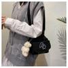 Large Capacity Shoulder Bag Cute Harajuku Style Canvas Underarm Bag Cartoon Handbag Crossbody Bag Women Girls