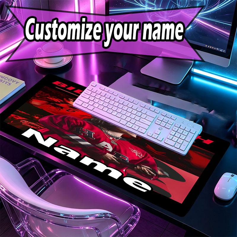 Custom Name Personalized Billie Eilish Pattern Mousepad, Laptop PC Desk Mat, Decorative Desk Mat for Home Keyboard Pad Gift