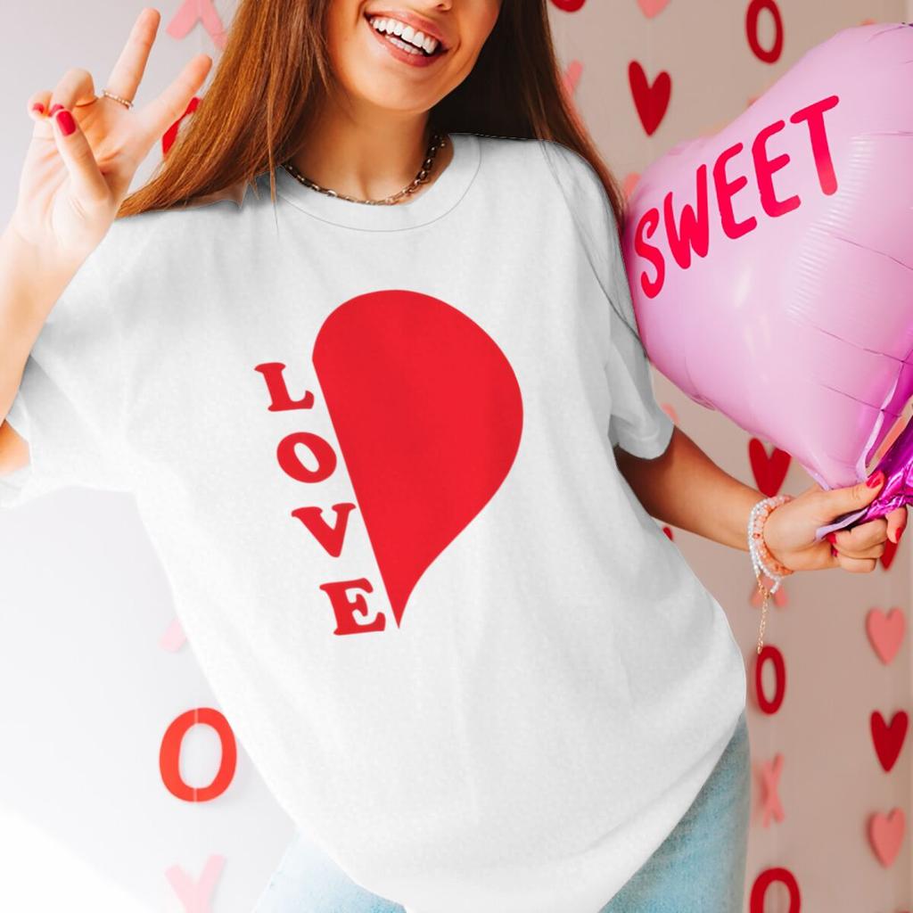 Red Heart Print Couples Graphics Matching Tshirt LOVE Fashion Vintage Women Men Casual Valentines Day Gifts Lovers Tee Shirt