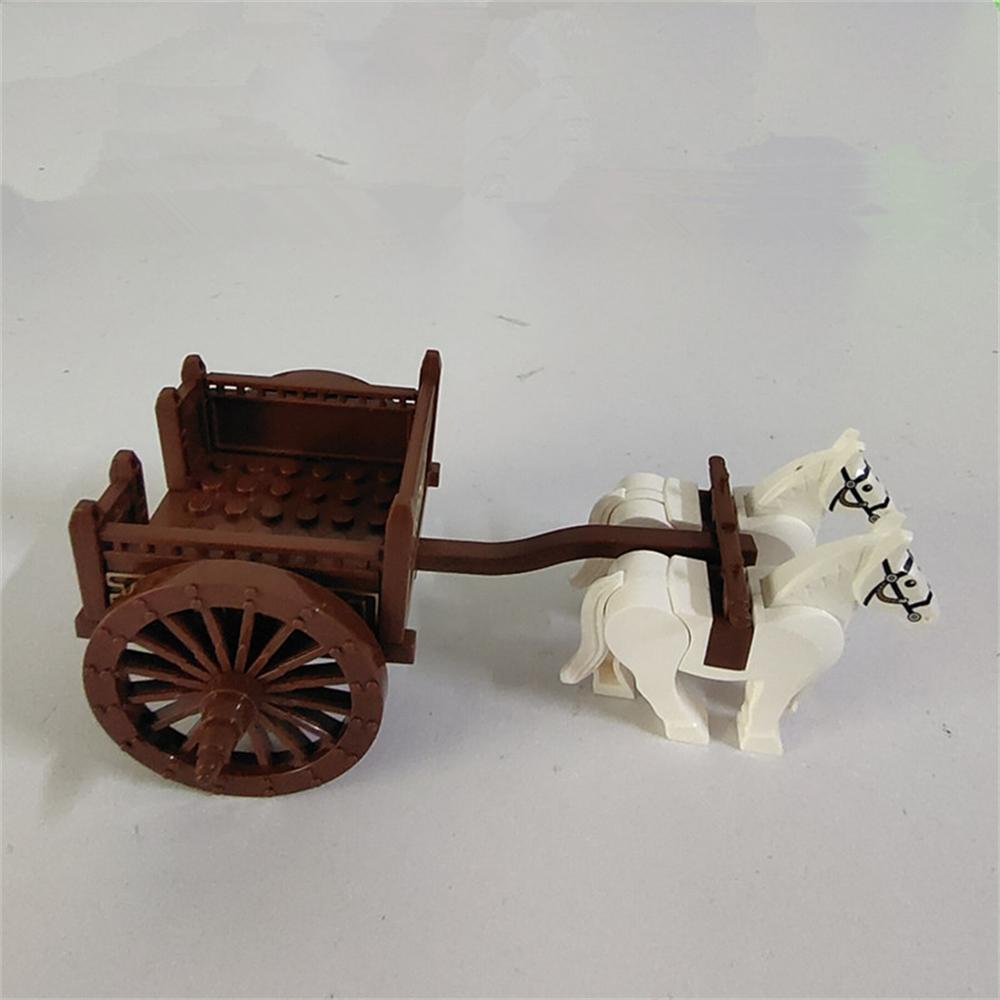 MOC Medieval Army Military Carriage War Horse Scale Model Building Block DIY Assembly Home Desk Decor Brick Gift Present Children Toys Playsets