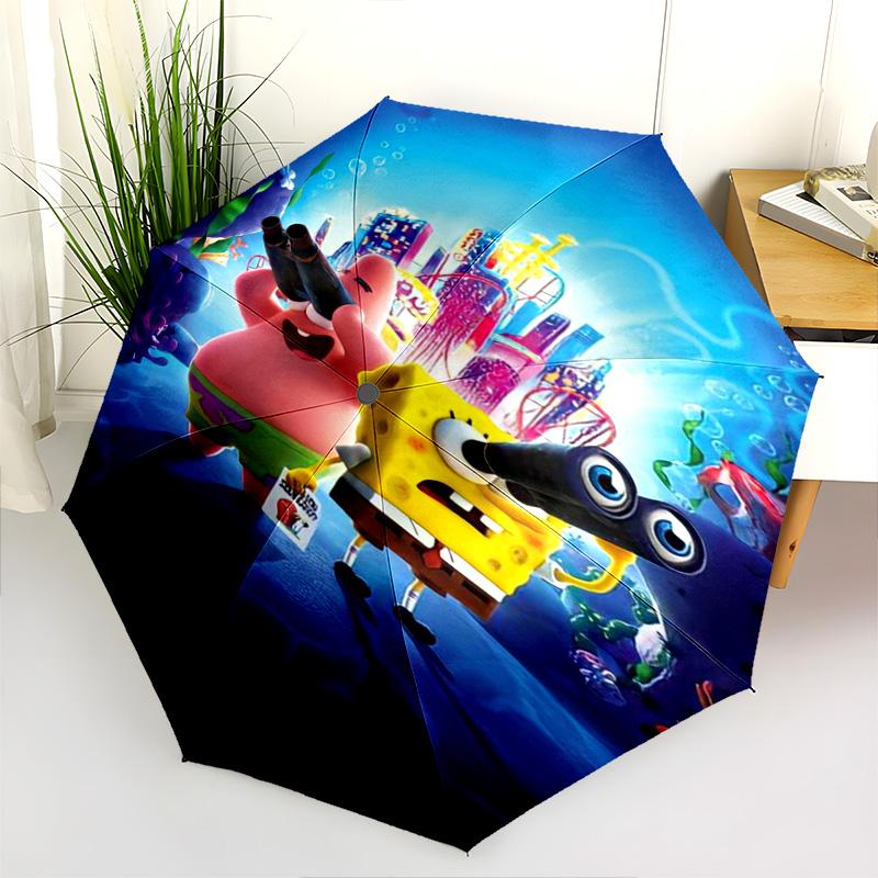 Spongebob'S Underwater Grill Folding Umbrella Suitable For All Seasons Durable Travel Umbrella Travel Light