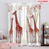 2pcs,2D Plane Printing Window Curtain Autumn Giraffes Versatile Fabric (without Rod) All Seasons Use for Living Room & Office