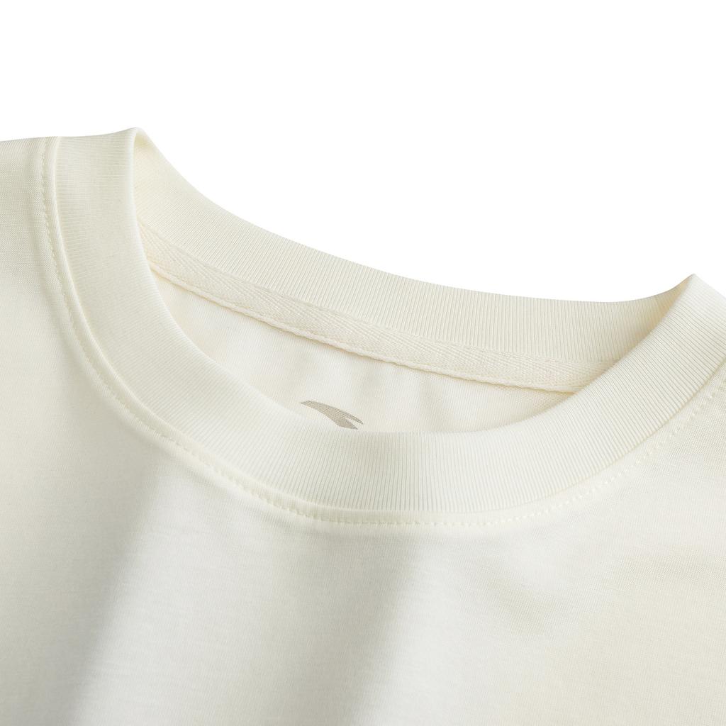Anta Loose Short Sleeve Knitted T-Shirt Women tops Ivory 962628106-3