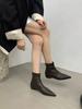 fashion Pointed Toe Women Boots Woman Wedge Heeled Back Zipper Sock Stretch Boots For Woman Fashion Dress Low Heel Size 35-39 Short Boot
