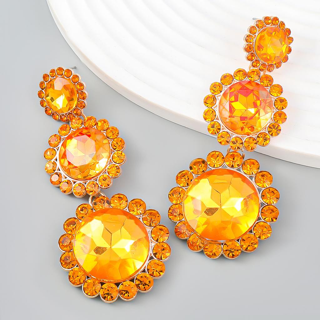 Women's Sparkling Geometric Earrings Round Diamond Earrings