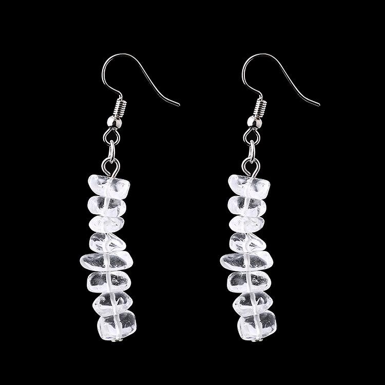 Irregular Natural Crystal Stone Beaded Earrings Multicolor Stone Diy Fringed Earrings E05