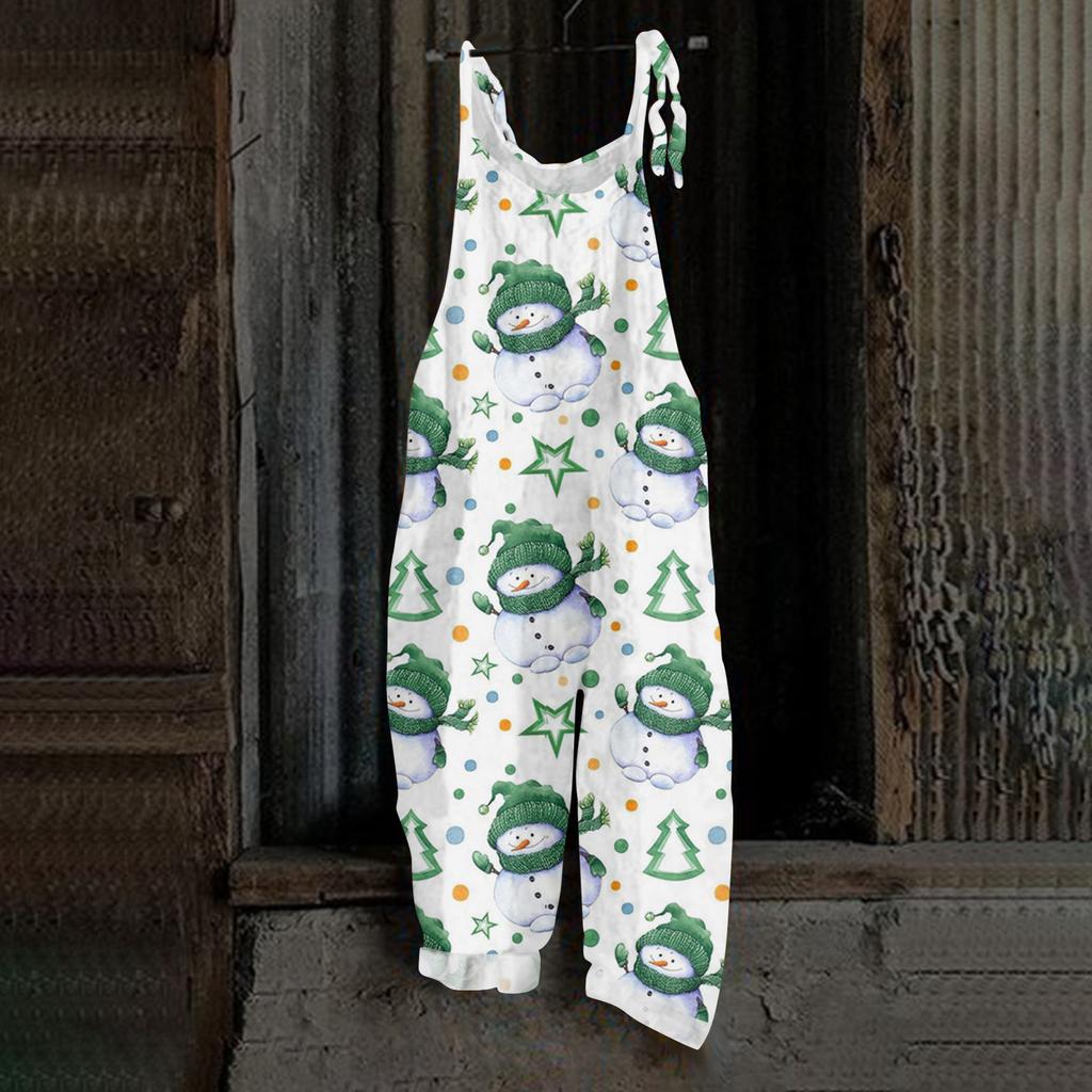 Women's Jumpsuit Halloween Print  Casual Loose Vintage Shoulder Strap Cotton Linen