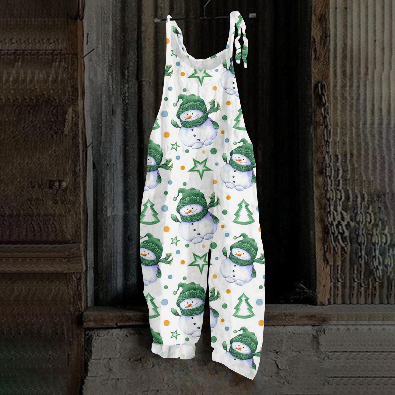 

Женский комбинезон с принтом Хэллоуина, повседневный свободный винтажный комбинезон из хлопка и льна S