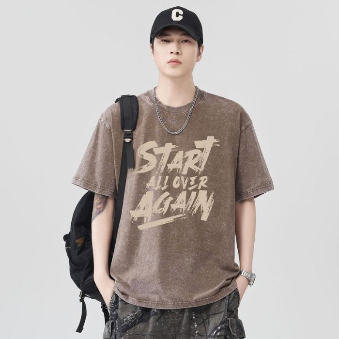 

230 г Тяжелая стирка Водная жарка Снежинка Свободная хлопковая футболка Короткий рукав Тонкая Принтованная Короткая футболка 2XL