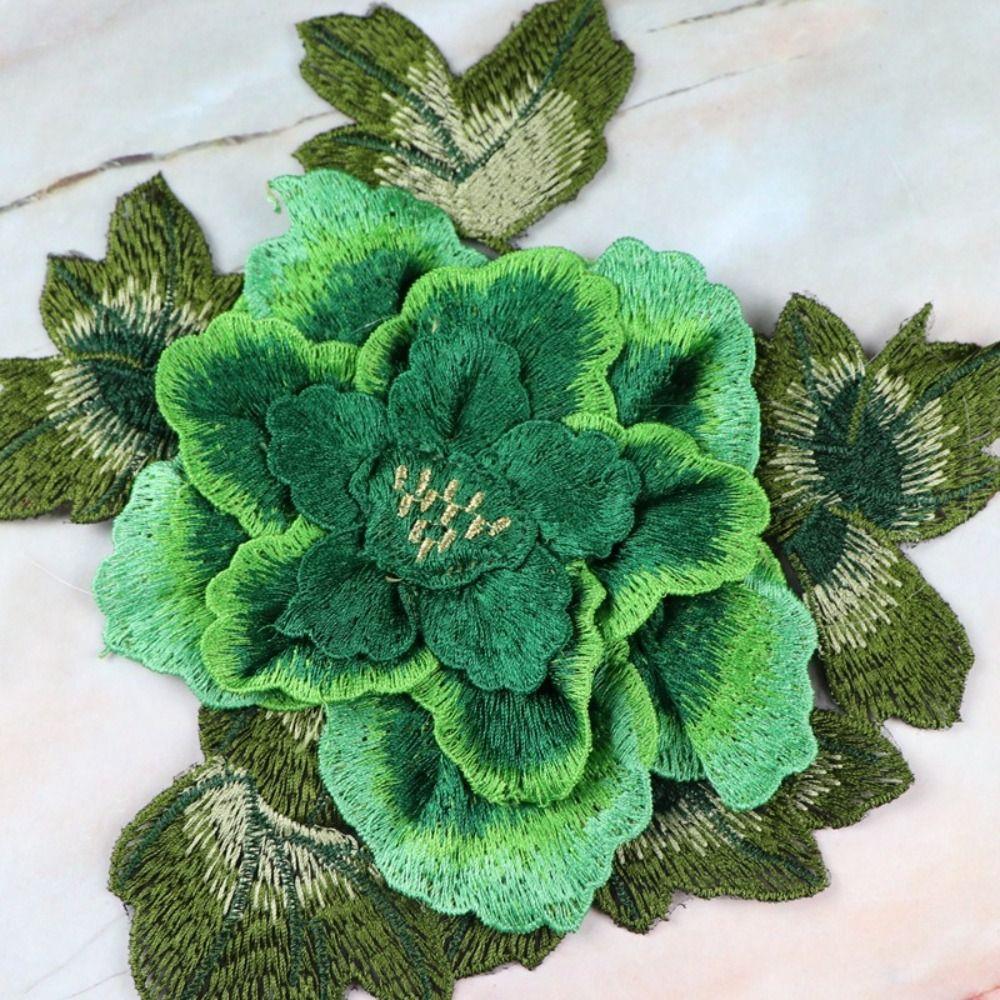 Fashion Elegant Peony Embroidery Patch Floral Embroidery Large Flower Patch Sewing Accessories