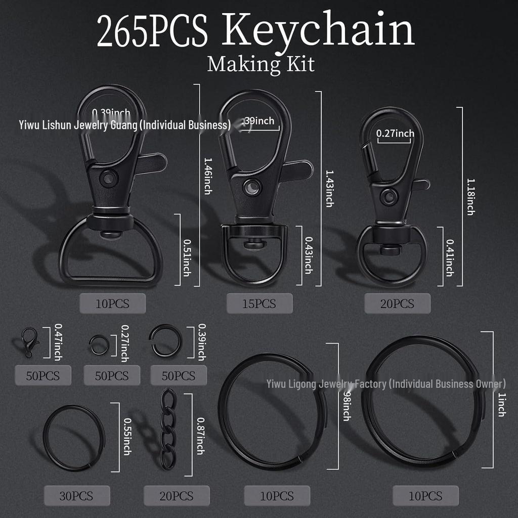 265PCS Keyring Clip & Lobster Clasp DIY Kit