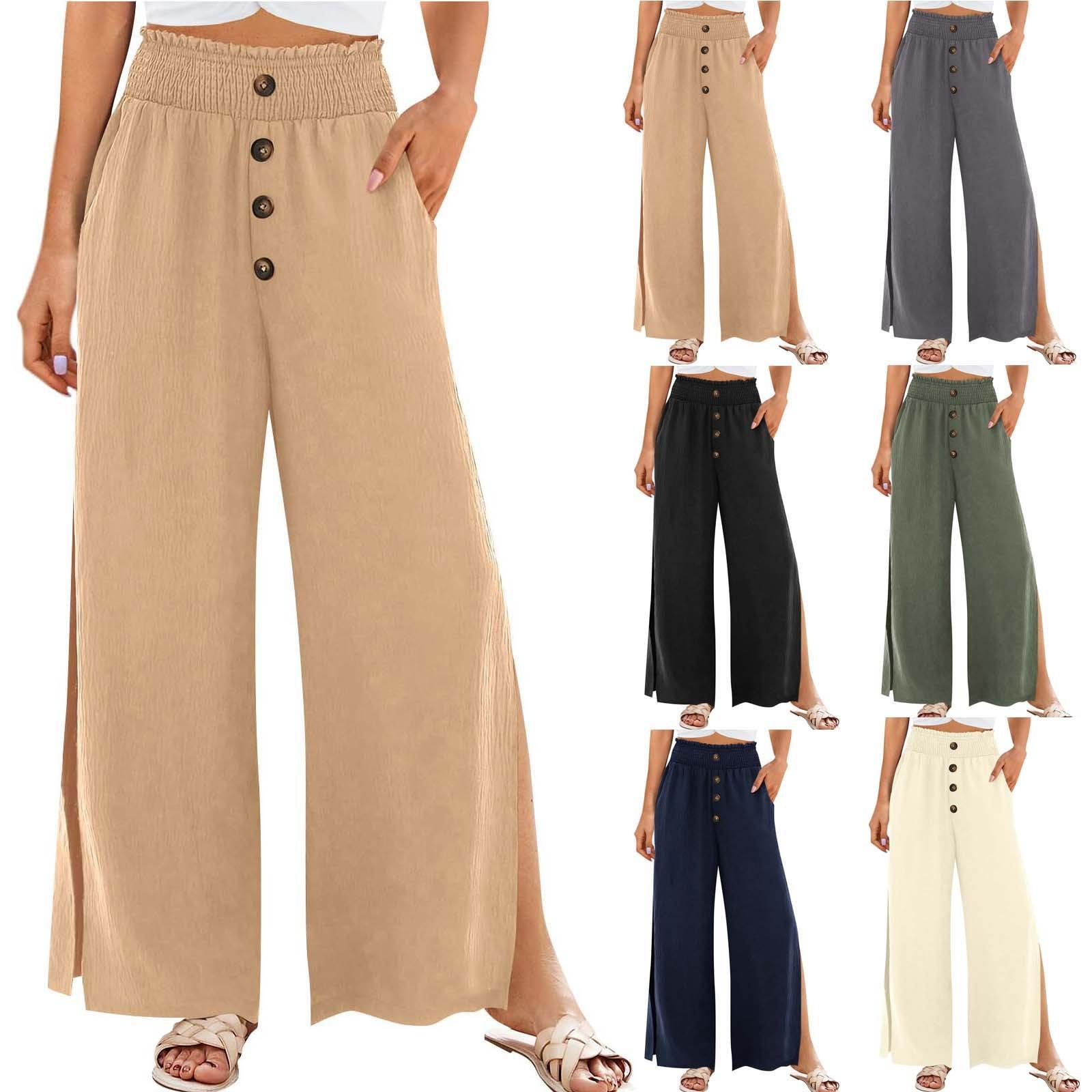 

Женские повседневные прямые брюки, однотонные повседневные длинные брюки с карманами