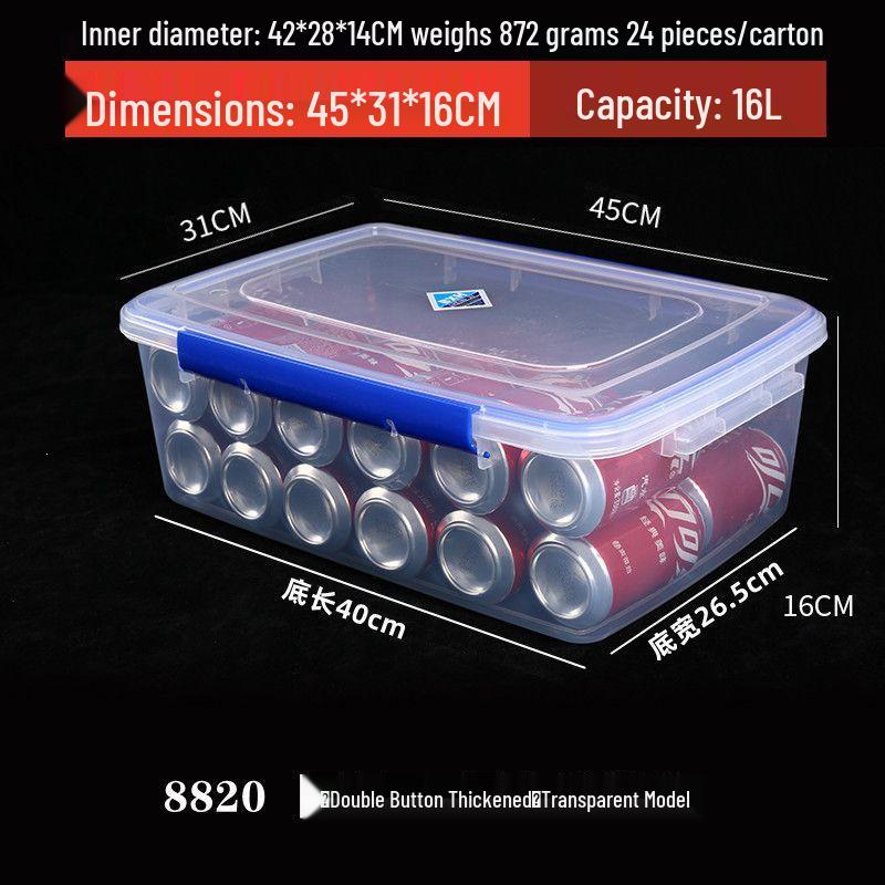 Rectangular Transparent Plastic Storage Box with Lid for Fresh Fruits, Vegetables, and Meat