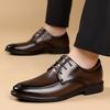 Fashion New Classic Flats Luxury Brand Shoes  Men's Elegant Black Dress Shoes Authentic Leather Lace Up Oxfords Business Social Footwear