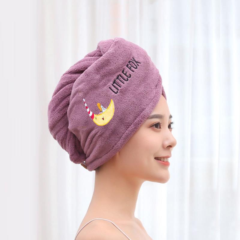 Magiczna czepek prysznicowy z mikrofibry haftowany ręcznik Czapki kąpielowe czepek do suchych włosów szybkoschnący miękki dla Lady Turban Head