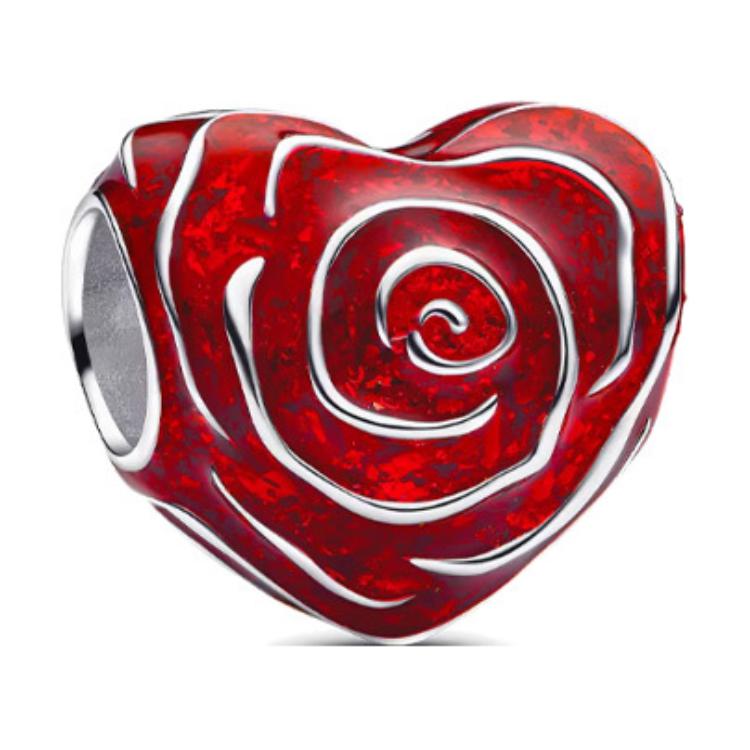 Pandora Rose Heart Shaped Decorative Design Pendant Women pendant Red Silver 793673C01 Box