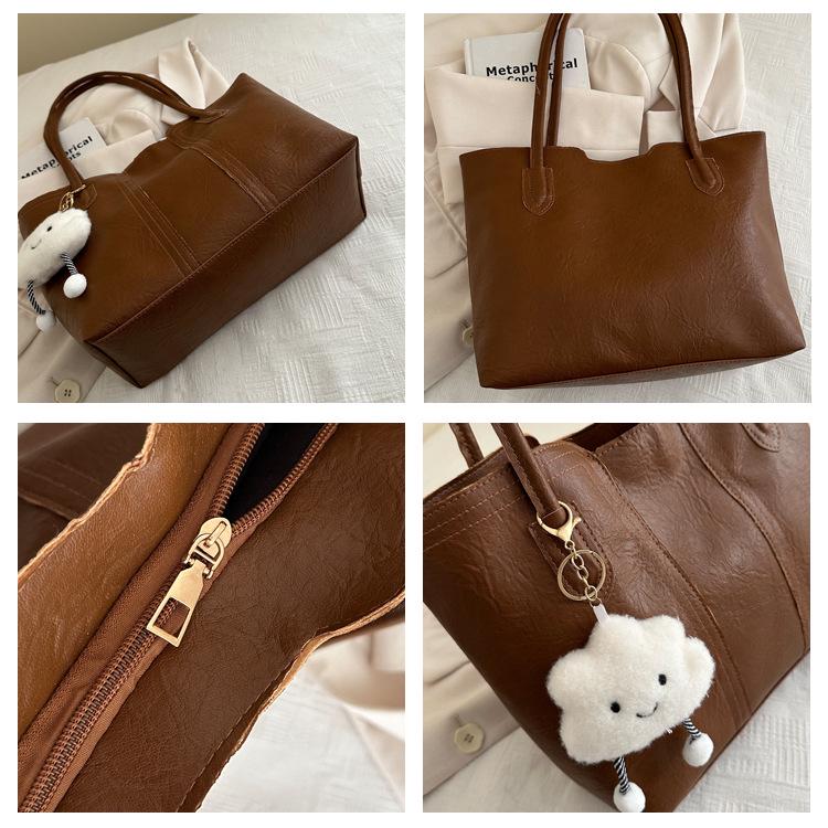 Korean Casual Large Capacity Women's Tote Bag - 2024 Trendy Simple Handbag for Versatile Commutes