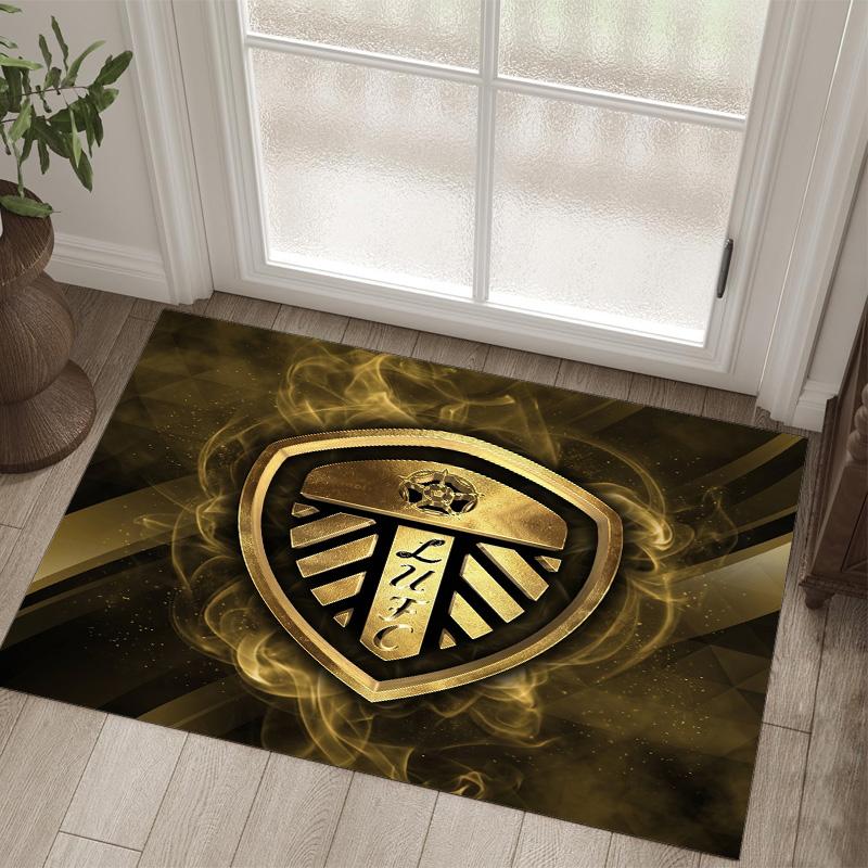 Leeds United Design Kristall Samt Teppich Gemütlich Nicht?Rutschfester Teppich mit Aufdruck für Schlafzimmer Wohnzimmer Eingang